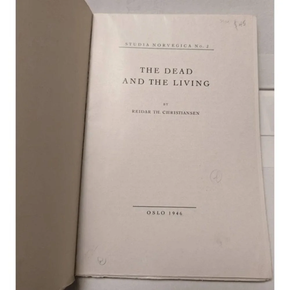 The Dead And The Living by Reidar Christiansen 1946 First Ed. Norwegian Folklore